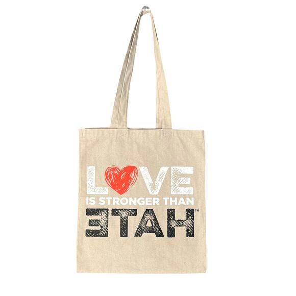 LOVE IS STRONGER THAN HATE‎ 9/11 NYC Memorial Cotton Canvas Tote Bag Shopper - Picture 2 of 6